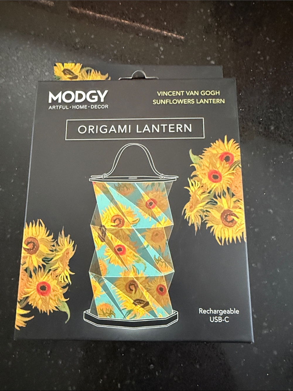 Modgy Origami Lantern Vincent van Goth Sunflowers garden rechargeable light NIB